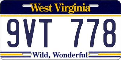 WV license plate 9VT778