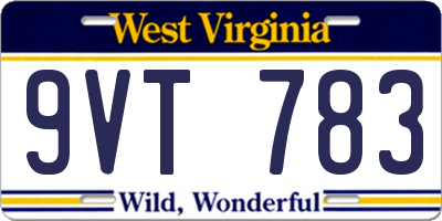 WV license plate 9VT783