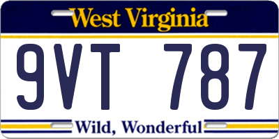WV license plate 9VT787
