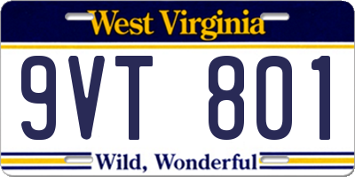 WV license plate 9VT801