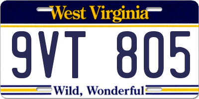WV license plate 9VT805