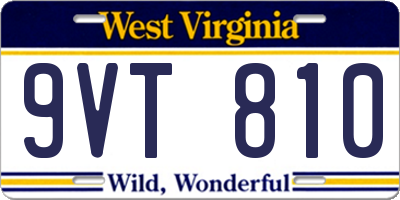 WV license plate 9VT810