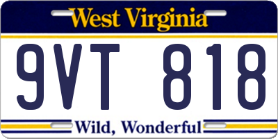 WV license plate 9VT818