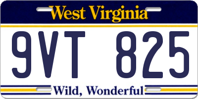 WV license plate 9VT825