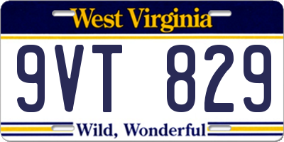 WV license plate 9VT829