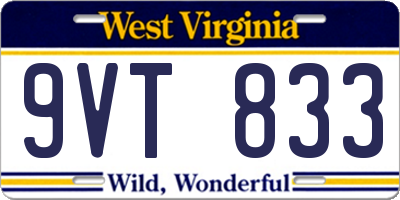 WV license plate 9VT833