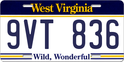 WV license plate 9VT836
