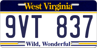 WV license plate 9VT837