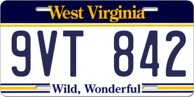 WV license plate 9VT842