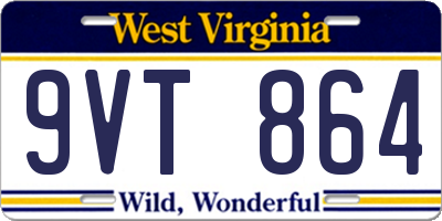 WV license plate 9VT864