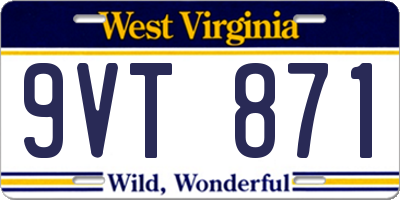 WV license plate 9VT871
