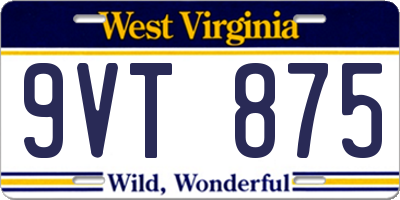 WV license plate 9VT875