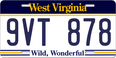 WV license plate 9VT878