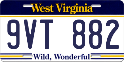 WV license plate 9VT882