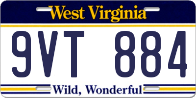 WV license plate 9VT884