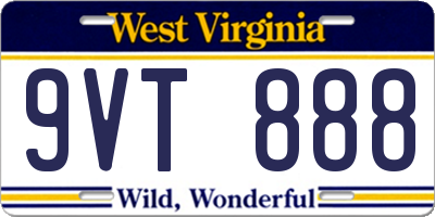 WV license plate 9VT888