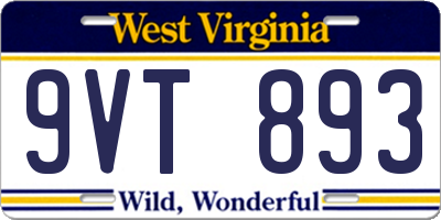 WV license plate 9VT893