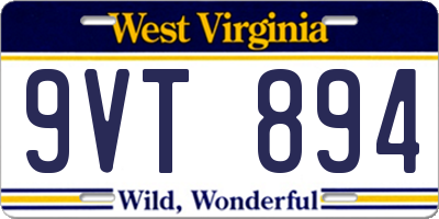 WV license plate 9VT894