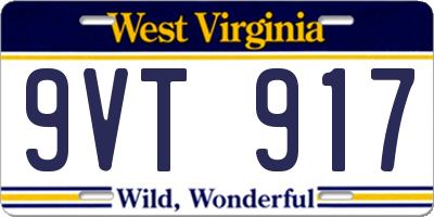 WV license plate 9VT917