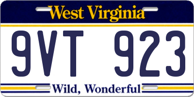 WV license plate 9VT923