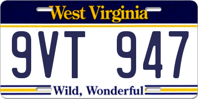 WV license plate 9VT947