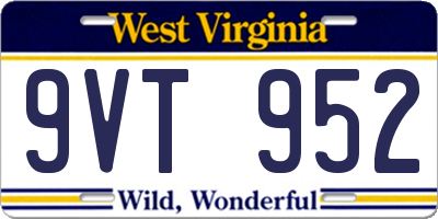 WV license plate 9VT952