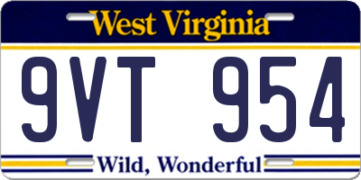 WV license plate 9VT954