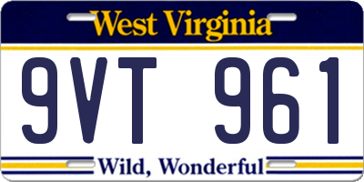 WV license plate 9VT961