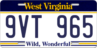 WV license plate 9VT965