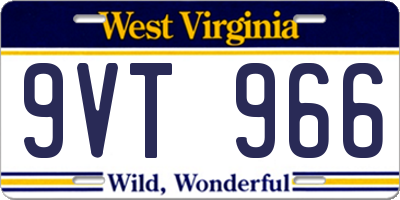 WV license plate 9VT966