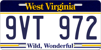 WV license plate 9VT972