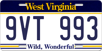 WV license plate 9VT993