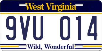 WV license plate 9VU014