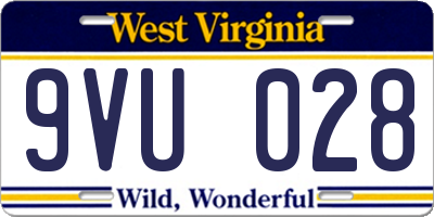 WV license plate 9VU028
