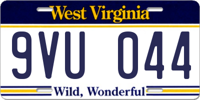 WV license plate 9VU044