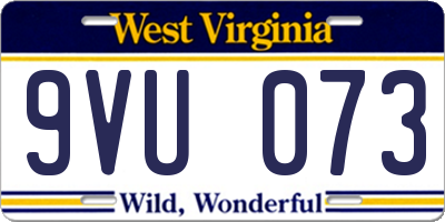 WV license plate 9VU073