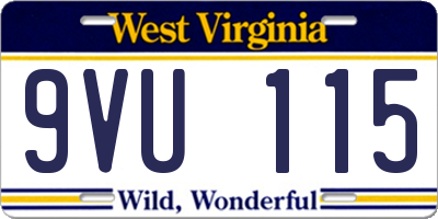 WV license plate 9VU115