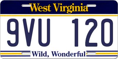 WV license plate 9VU120
