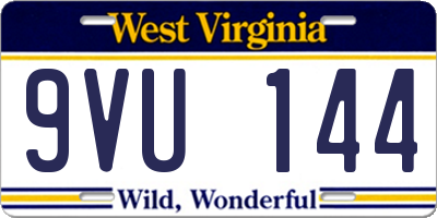 WV license plate 9VU144