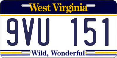 WV license plate 9VU151