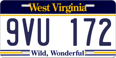 WV license plate 9VU172