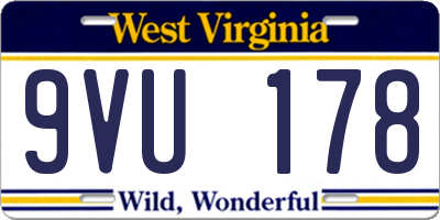 WV license plate 9VU178