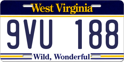 WV license plate 9VU188