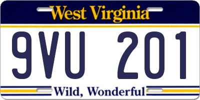 WV license plate 9VU201