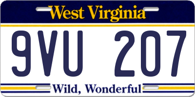 WV license plate 9VU207