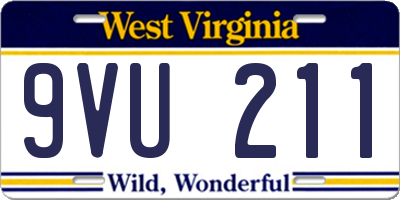 WV license plate 9VU211