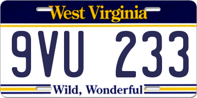 WV license plate 9VU233