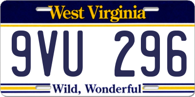 WV license plate 9VU296