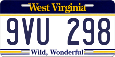 WV license plate 9VU298