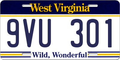 WV license plate 9VU301